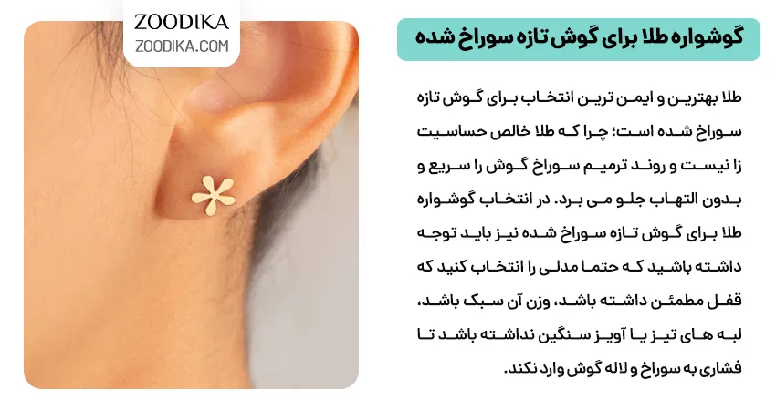 گوشواره طلا برای گوش تازه سوراخ شده