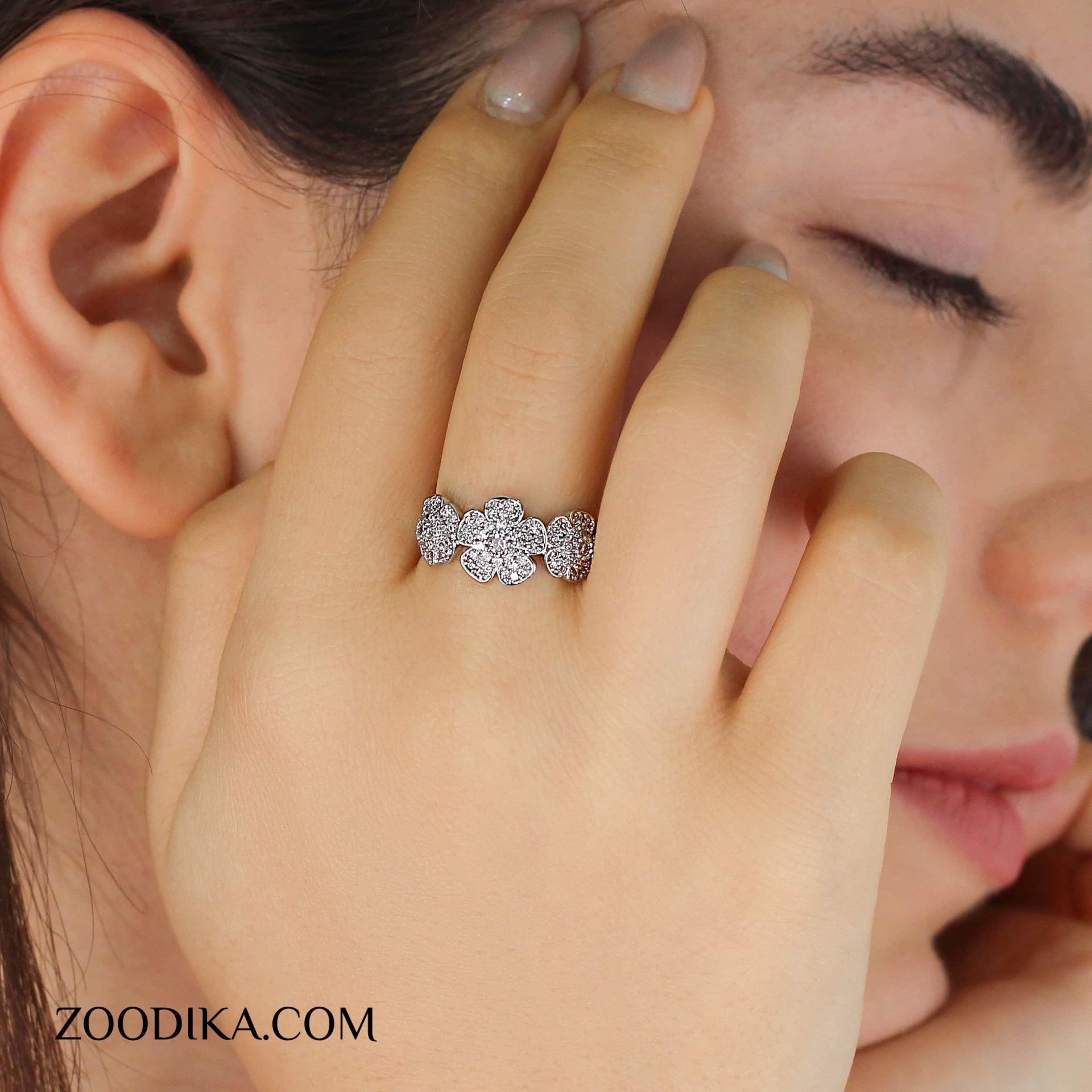 انگشتر زنانه وای اس ایکس مدل گل کد AAE-200