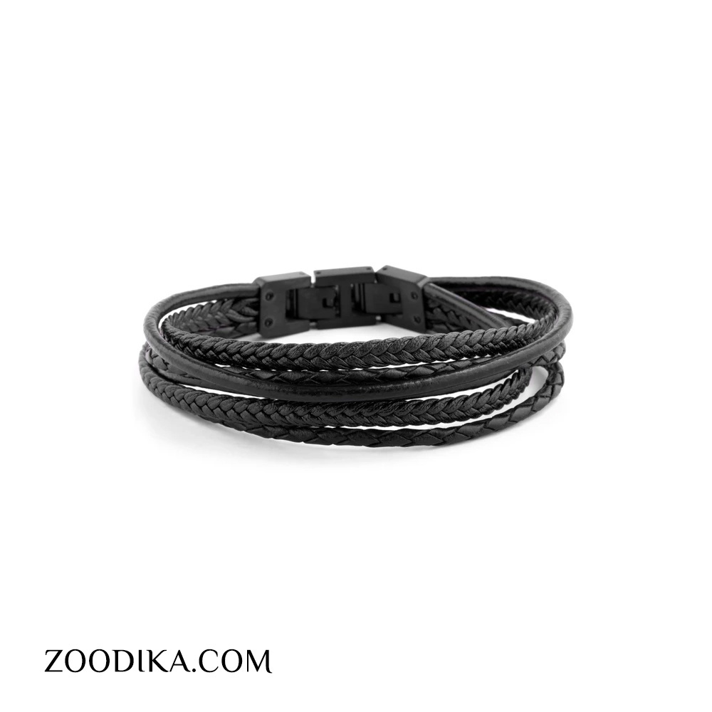 دستبند مردانه چرمی مدل فاینا کد AD18