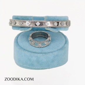 ست بنگل و انگشتر زنانه طرح ونکلیف نگین دار