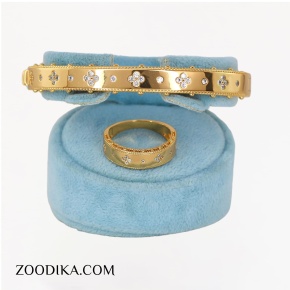 ست بنگل و انگشتر زنانه طرح ونکلیف نگین دار