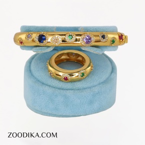 ست بنگل و انگشتر زنانه طرح ونکلیف طلایی شیک