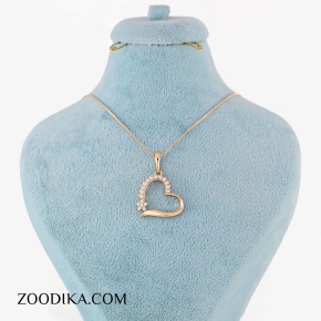 گردنبند دخترانه ظریف قلبی ژوپینگ نگین دار طلایی