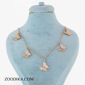 گردنبند پروانه ای ژوپینگ مجلسی خفن نگین دار طلایی