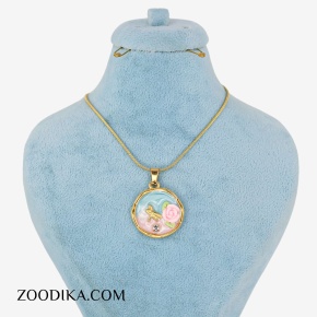 گردنبند میناکاری طرح گل چندرنگ رنگ ثابت