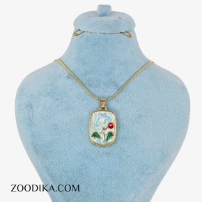 گردنبند میناکاری فانتزی آبی رنگ ثابت