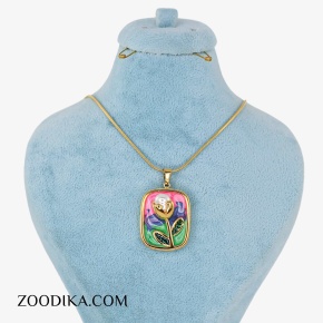 گردنبند میناکاری چندنرگی مدل گل رنگ ثابت