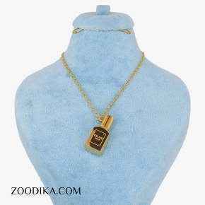 گردنبند استیل دخترانه مدل شیشه عطر طلایی