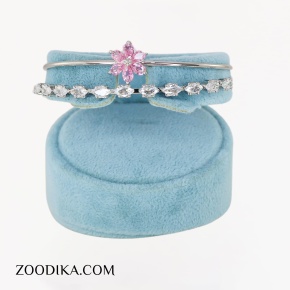 بنگل فشن مدل گل نقره ای رنگ ثابت فری سایز