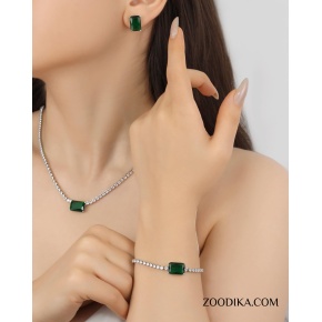 سرویس زنانه جواهری استیل طرح زمرد کد AAA-118