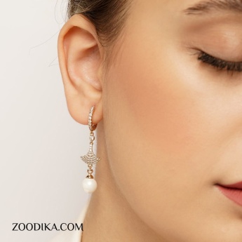 گوشواره زنانه ژوپینگ مرواریدی کد AAC-254