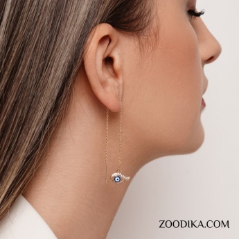 گوشواره زنانه بخیه ای وای اس ایکس مدل چشم نظر کد AAC-349