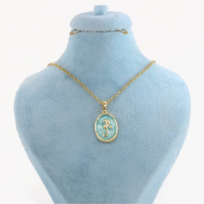 گردنبند میناکاری رنگ ثابت مدل خورشید و ماه