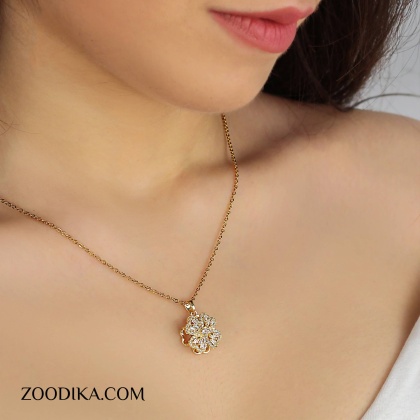 گردنبند زنانه اسپینری استیل مدل گل کد AAB-164
