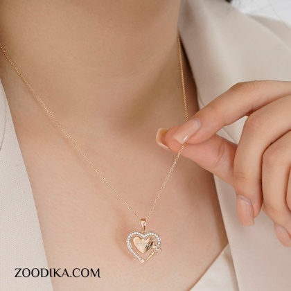 پلاک و زنجیر زنانه ژوپینگ مدل قلب کد AAB-276
