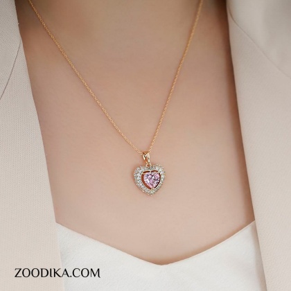 پلاک و زنجیر زنانه ژوپینگ مدل قلب کد AAB-280