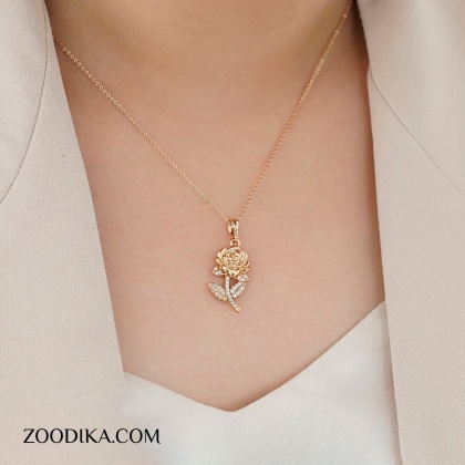 گردنبند زنانه ژوپینگ مدل گل رز کد AAB-308