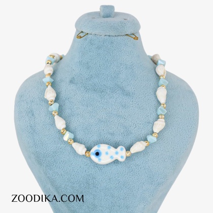 گردنبند ساحلی دخترانه فانتزی مدل ماهی سفید
