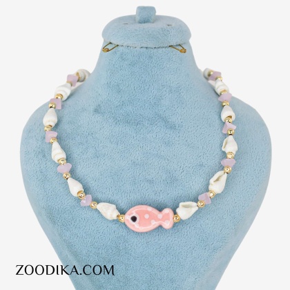 گردنبند ساحلی دخترانه فانتزی مدل ماهی صورتی