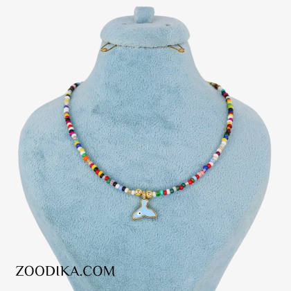 گردنبند منجوقی رنگارنگ مدل ماهی شیک
