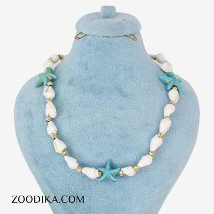 گردنبند ساحلی صدفی فانتزی با ستاره دریایی