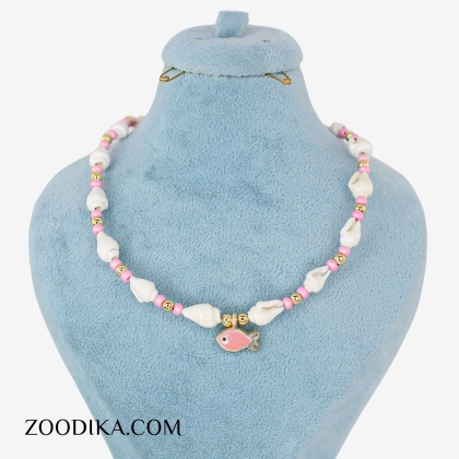 گردنبند فانتزی صورتی ساحلی مدل چشم نظر