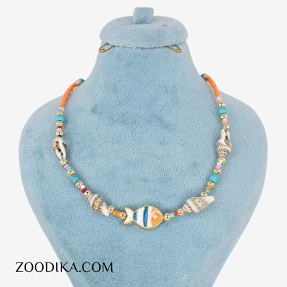 گردنبند ساحلی فانتزی با منجوق های رنگی