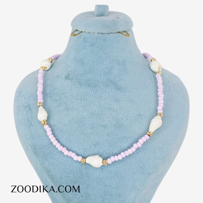 گردنبند ساحلی فانتزی با منجوق های یاسی