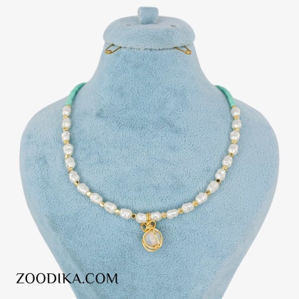 گردنبند فانتزی با منجوق های آبی شیک دخترانه