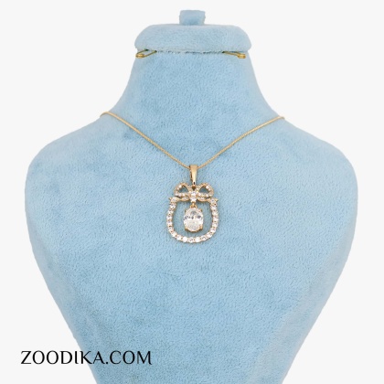 گردنبند دخترانه ظریف ژوپینگ پاپیونی شیک نگین دار