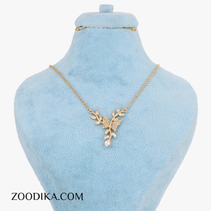 گردنبند دخترانه ظریف ژوپینگ اشکی نگین صورتی گردنبند دخترانه ظریف ژوپینگ اشکی نگین صورتی