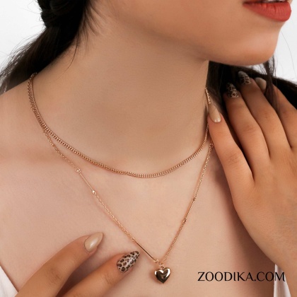 گردنبند زنانه دو لاین ژوپینگ مدل قلب کد AAB-90