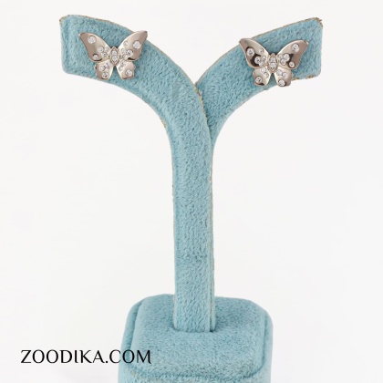 گوشواره میخی دخترانه نقره ای برند ژوپینگ نگین دار