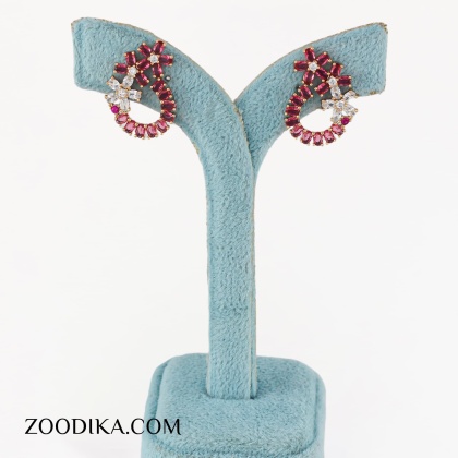 گوشواره میخی ژوپینگ دخترانه نگین قرمز ضدحساسیت