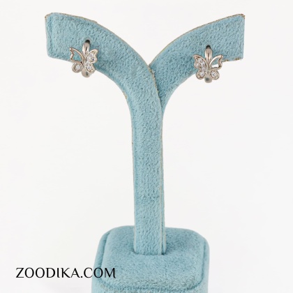 گوشواره پروانه ژوپینگ سیلور نگین دار کوچک