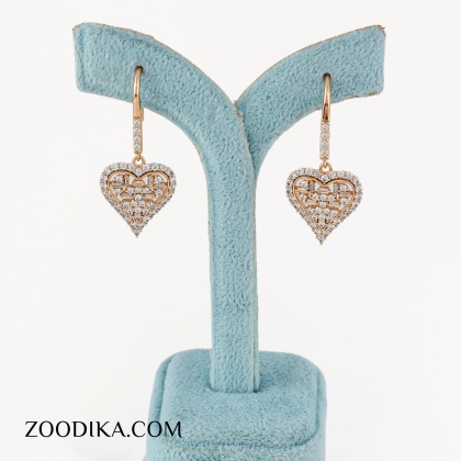 گوشواره آویزی قلبی ژوپینگ اصل طلایی رنگ ثابت