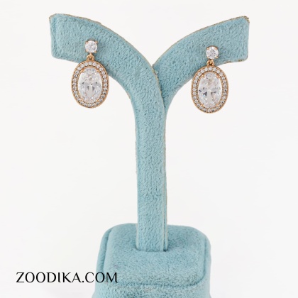 گوشواره میخی جواهری دخترانه بدل برند ژوپینگ طلایی