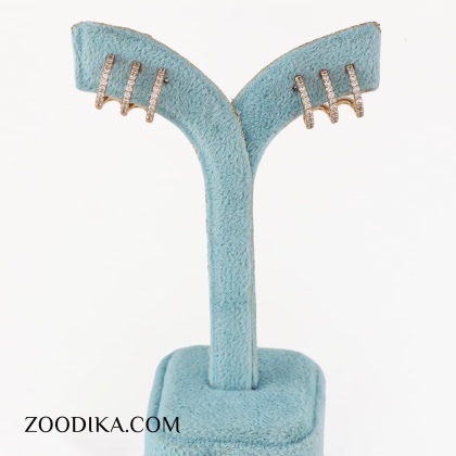 گوشواره میخی زنانه ژوپینگ طرح سه حلقه نگین دار