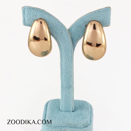 گوشواره زنانه مدل لوبیا براق بدون نگین طلایی