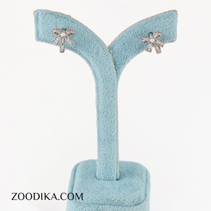 گوشواره پاپیونی نقره ای ژوپینگ مرواریدی