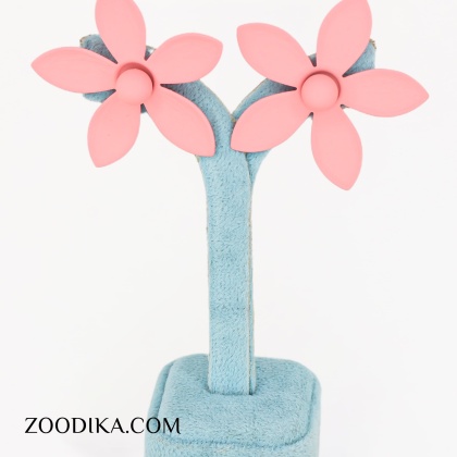 گوشواره دخترانه جدید فانتزی مدل گل صورتی