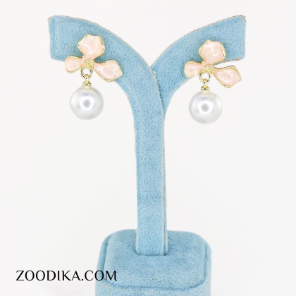 گوشواره جدید میناکاری مرواریدی صورتی