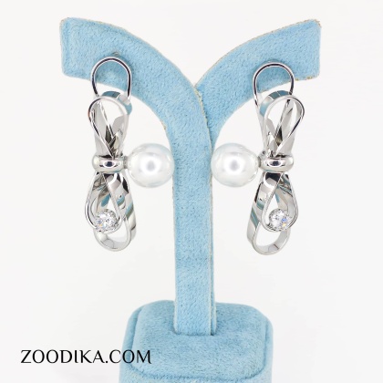 گوشواره جدید فشن نقره ای مرواریدی