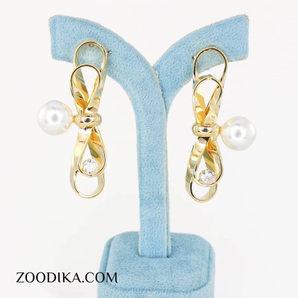 گوشواره فشن دخترانه طلایی مرواریدی شیک