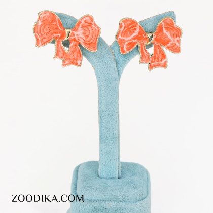 گوشواره میناکاری پاپیونی نارنجی شیک