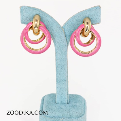 گوشواره میناکاری دایره ای صورتی خفن