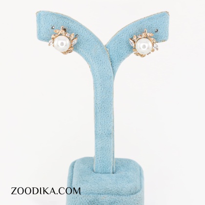 گوشواره میخی ژوپینگ مرواریدی مدل برگ خزان