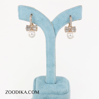 گوشواره پاپیون ژوپینگ مرواریدی رنگ ثابت