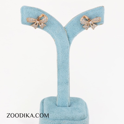 گوشواره میخی زنانه ژوپینگ پاپیونی نگین دار