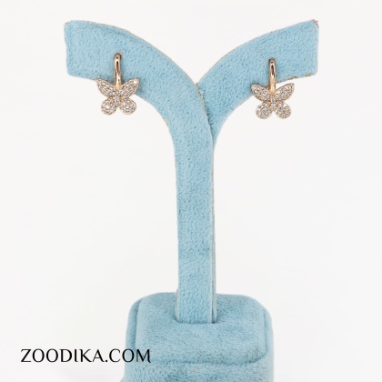 گوشواره پروانه ای ژوپینگ نگین دار رنگ ثابت